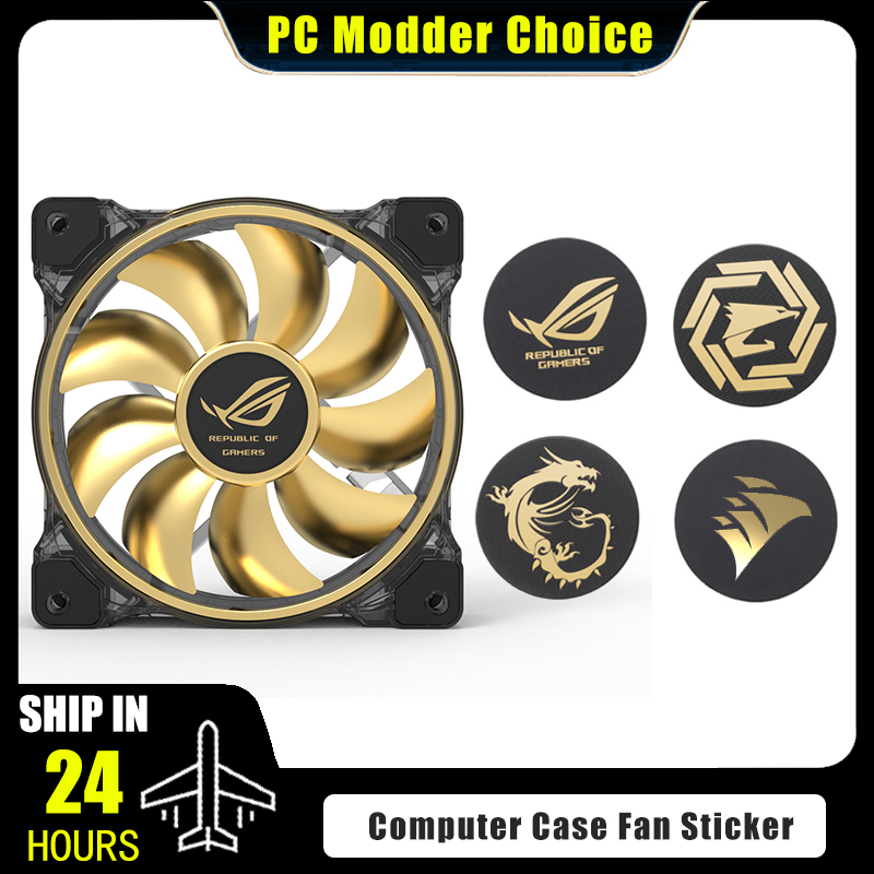 Pc Gaming Rog - コンピュータケースファンロゴステッカー、ROG MSI AORUS Corsairラベル金メッキペーストPCゲーマーGPU装飾アクセサリー、3ピース/ロット