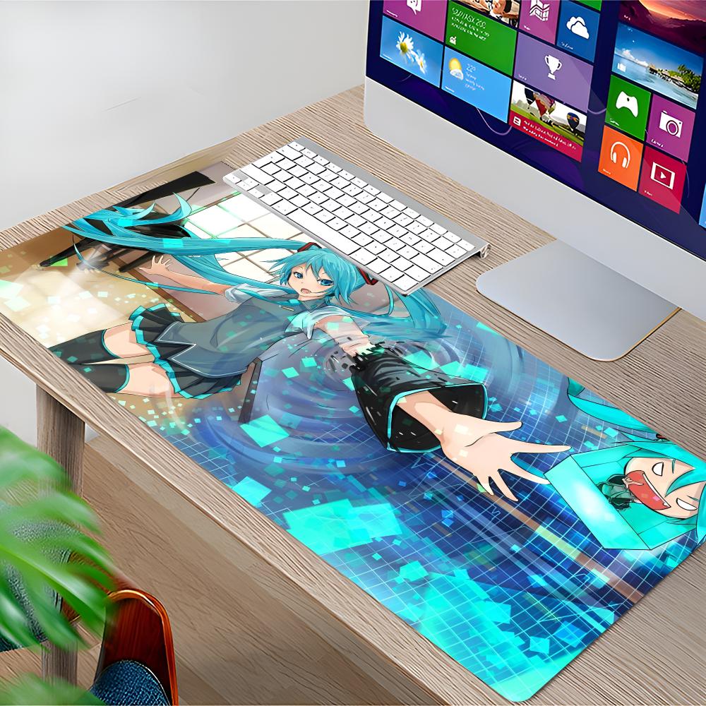 Pc Gaming Hatsune Miku - クールなH-Hatsunes Mikuマウスパッド、ゲーマー向けキーボードマウスマット、ラバー製カートゥーンビッグモットブックコンピューターPCマウスパッド